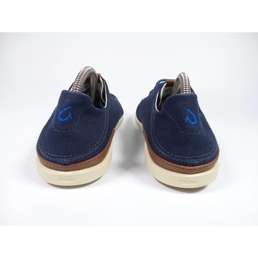 OluKai Manoa Shoes Mens Size‎ 10 Navy Blue Canvas Lace Up Casual Comfort